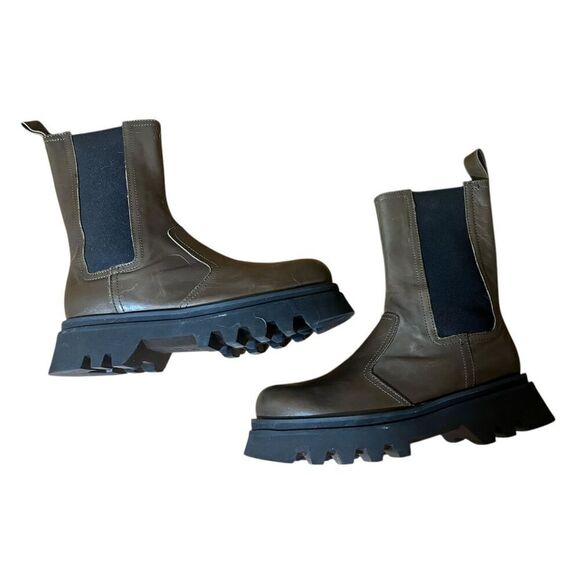 Zara Chelsea Platform Brown High Ankle Boots Sz 40 (9.5)Excellent Preowned Condi - Picture 2 of 7